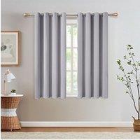 H&O Direct Light Grey Grommet Top Polyester Blackout Curtains Pair, 117cm W x 137 cm H