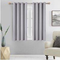 Living and Home 2 Panels Grey Blackout Curtains Polyester Drop Eyelet Curtains for Bedroom and Living Room, 117cm W x 137 cm H in Light Grey