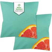 Gardenwize Pack of 2 Grapefruit Printed Scatter Cushions in Pale Green