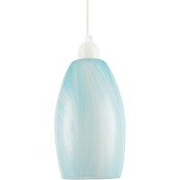 Happy Homewares Modern Marble Effect Glass Cylindrical Pendant Light Shade in Baby Blue