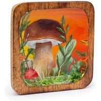 KDMD Maroon Mushroom Square Trinket Tray 15x15cm for Jewelry & Keys in Brown | Size: 15x15 cm