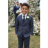 Little Giants Boy's Dark Grey Fine Check 5 Piece Childs Suit 'Billy' | Size: 9-12 m