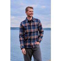 Animal Men's 'Cove' Cotton Check Flannel Shirt Stylish Lightweight Button Down Top in Navy | Size: Medium