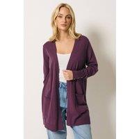 M&Co Women's Button Detail Midi Cardigan in Purple | Size: 14-16
