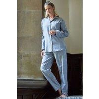 British Boxers Women's "Chalk" Stripe Brushed Cotton Pyjama Set in Grey | Size: Medium
