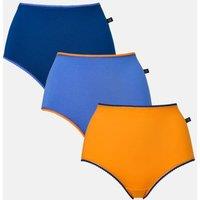 British Boxers Women's Pack of Three "Citron Blue" Cotton Full Briefs | Size: 10