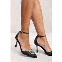 Where's That From Women's 'Abia' Wide Fit High Heel With Pointed Toe & Diamante Detail in Black | Size: 7E