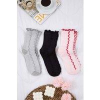 WOVCOR Women's 3 Pair Cotton Stripe Jacquard Knit Crew Socks
