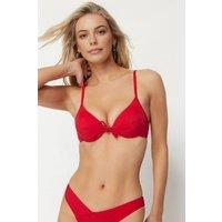 WOVCOR Women's Bow Detail Padded Balconette Bikini Top in Red | Size: 8