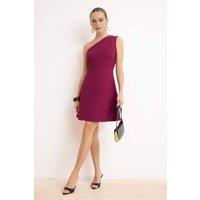 WOVCOR Women's Stretch Woven Sleeveless Mini Skater Dress with Clean Structured Fit in Plum | Size: 8