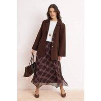 WOVCOR Women's Asymmetric Hem Plaid Maxi Skirt with Lined Chiffon Finish | Size: 8