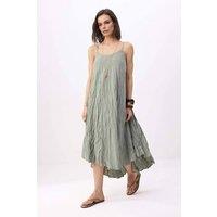 WOVCOR Women's Strappy Crinkle Textured Midi Swing Dress in Mint | Size: Small