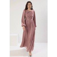 WOVCOR Women's Long Sleeve Draped Waist Maxi Dress in Pale Pink | Size: 8