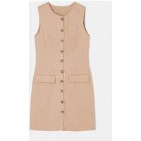 WOVCOR Women's Button Front Sleeveless A-Line Mini Dress in Stone | Size: 6