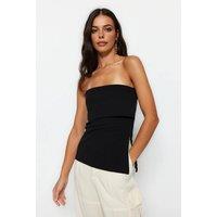 WOVCOR Women's Bandeau Sleeveless Fitted Blouse Top in Black | Size: Large