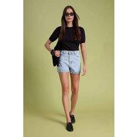 WOVCOR Women's High Waist Denim Tailored Short in Light Blue | Size: 4