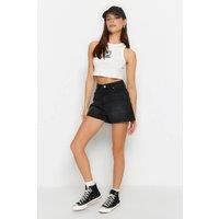 WOVCOR Women's High Waist Denim Tailored Short in Black | Size: 6