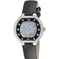 Gevril Women's Lugano Swiss Diamond Watch, MOP Dial, 316L SS Case, Italian leather strap in Black