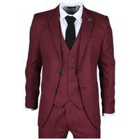 TruClothing Men's 3 Piece Tailored Fit Wedding Suit in Wine | Size: 46R
