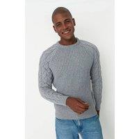 WOVCOR Men's Regular Fit Textured Cable Knit Sweater in Grey | Size: XS