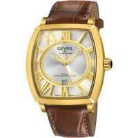 Gevril Men's Swiss Automatic Oculus 316L SS IPYG Handmade Italian Leather in Brown