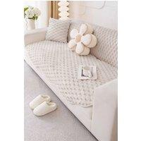 Living and Home Non-Slip Faux Plush Sofa Protector in Beige | Size: Large
