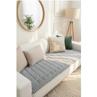 Living and Home Soft Decorative Non-slip Sofa Protector with Textured Design in Light Grey | Size: Large