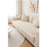 Living and Home Plush Quilted Non-slip Sofa Protector in White | Size: Large