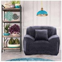 Living and Home Soft Plush Stretch Single Sofa Cover in Grey | Size: Small