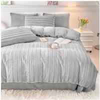 Living and Home Cozy Ultra Soft Textured Duvet Cover Set in White | Size: Small Double