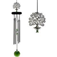 Woodstock Chimes Crystal Green Tree of Life Wind Chime in Silver