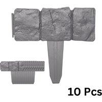 Samuel Alexander 23cm Set of 10 Grey Cobble Stone Effect Garden Edging Border