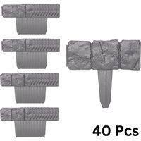 Samuel Alexander 23cm Set of 40 Grey Cobble Stone Effect Garden Edging Border