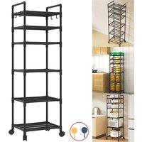 SPETLEK 6-Tier Storage Rack with Wheels for Kitchen & Bath in Black