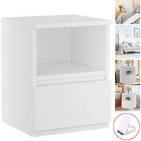 Ventryn Bedside Table Nightstand with Drawers & Shelf, Storage Cabinet in White | Size: Small