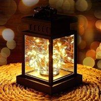 SPETLEK Lantern Lights Outdoor Garden Table Lamp in Black