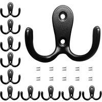SPETLEK 10Pcs Double Hat Coat Hooks black