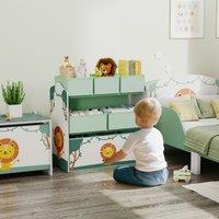AIYAPLAY 3-Tier Kids Storage Shelf with 6 Removable Fabric Boxes in Green