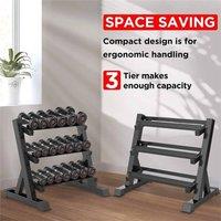 SPETLEK 3 Tier Dumbbells Rack Weight Storage Stand in Black | Size: 0-12 m