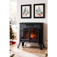 Living and Home 23 Inch Freestanding Electric Fireplace Heater with Remote Control, 12 Flame Colours in Black