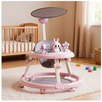 Living and Home Anti-Rollover Foldable Baby Walker with Music Toy Tray in Pink