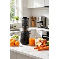 ExtraStar 200W Cold Press Juicer with Lid, Slow Masticating Juicer in Black