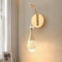 Garwarm Wall Sconce Light w/ Bubble Crystal Shade, Adjustable Hanging Cord, 3500K Warm Light, Elegant Wall Lighting Fixture for Bedroom, Living Room