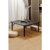 Living and Home 80cm Japanese Square Wooden Folding Table Table for Sitting Tea Room in Black
