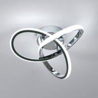 Pheashine Modern Chrome LED Ceiling Light, 22W Modern Twist Flush Mount, 25cm in Silver