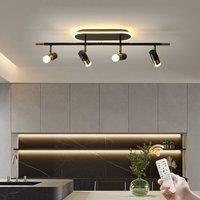 NIVOR 4-Light Dimmable LED Ceiling Track Lighting Rotatable Spotlig in Jet Black