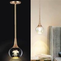 NIVOR 5W Dimmable LED Jellyfish Pendant Gold Crystal Light for Kitchen Bar