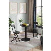 Living and Home Black Round Coffee Table with Metal Base