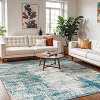 Livabliss San Francisco Abstract Modern Marble Living Rug in Teal | Size: 120 cm x 170 cm