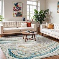 Livabliss San Francisco Modern Graphic Rug in Teal | Size: 160 cm x 215 cm